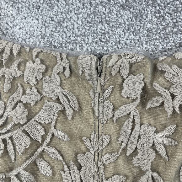 Tadashi Shoji Dress Womens 6 Lace Embroidery Sequins Multi Textured Taupe Silver - Picture 12 of 15